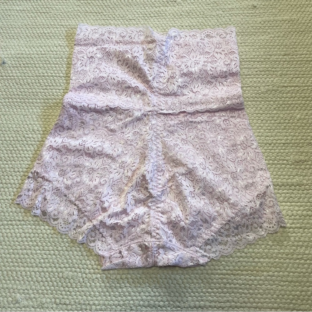 NWOT Pink Hi-Waist Shapewear Tummy Control Lace Brief Underwear Size S - Picture 2 of 8